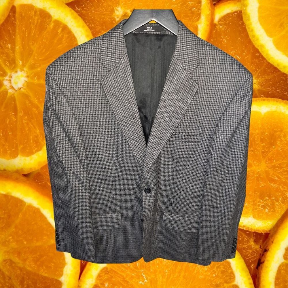 Haggar Collection Black and White Tweed Wool Blend Blazer Size 40S